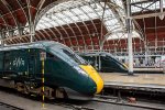 Two Class 800 Intercity Express Trains wait for their next runs at Paddington